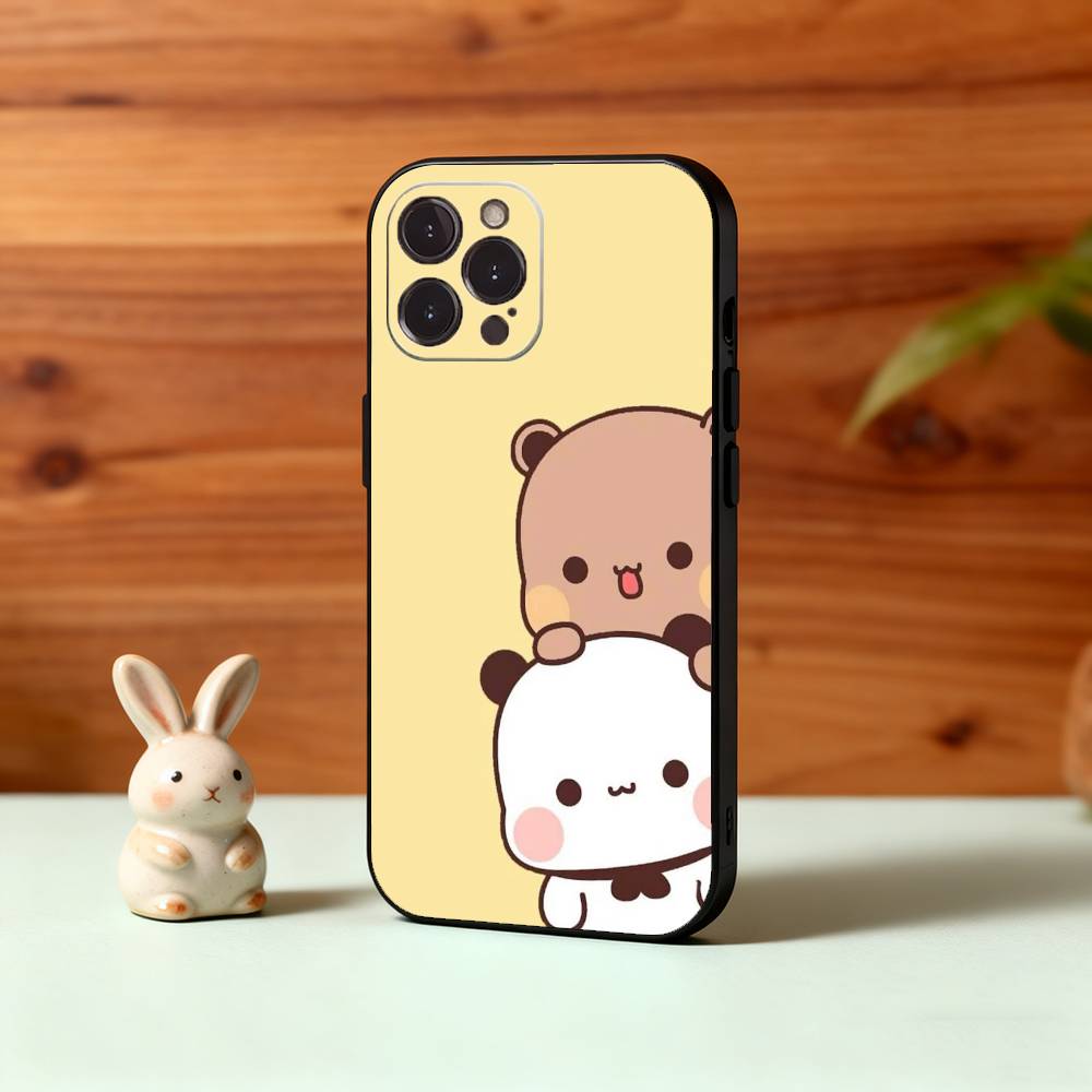 Милый Чехол Для Телефона B-BuBu D-DuDu Для iPhone17,16,15,14,13,12Plus,Pro Max,XS,5G Мягкий Силиконовый Черный Чехол iPhone14