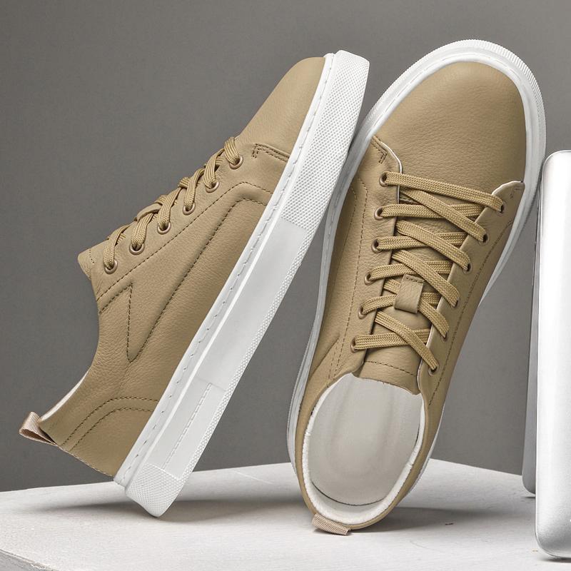 Fashion New Genuine Leather Mens Casual Shoes High Quality Comfy White Sneakers Handmade Breathable Running Shoe All-match Office Shoes