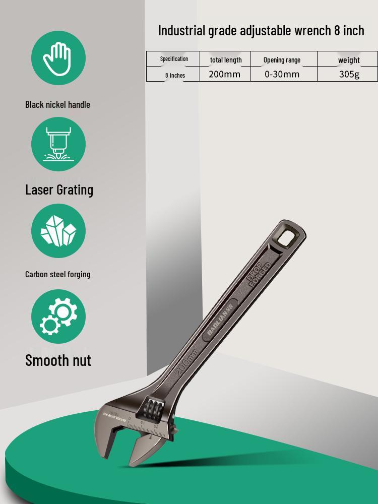 Black Nickel Multifunctional Adjustable Wrench for Pipes and Faucets