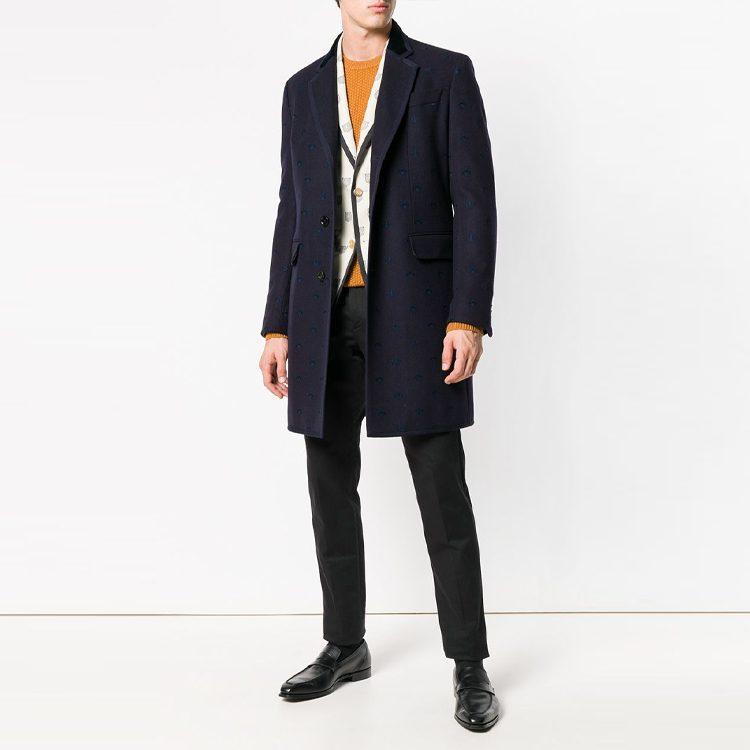 Gucci Coats Men's Black Suit Collar Moderate Straight Fit 522526-Z510C-4240