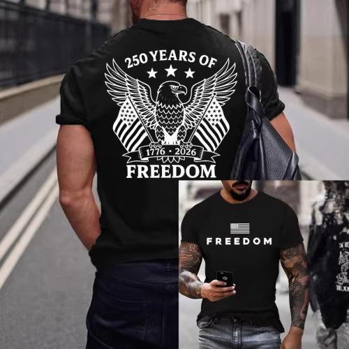 Men's Short Sleeve T-Shirt, USA Flag Graphic, We The People Freedom, Casual Wear