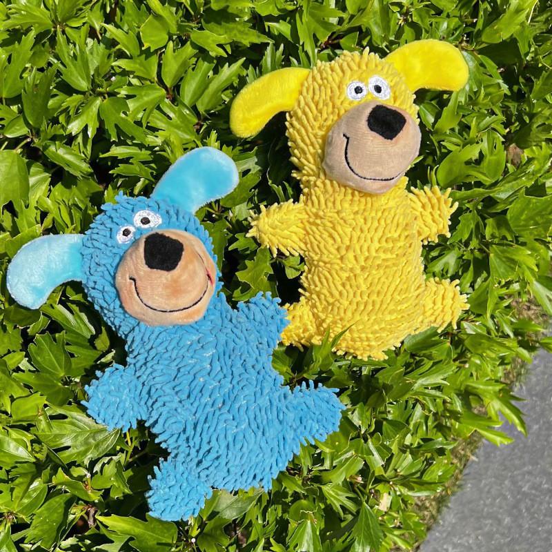 Plush Dog Toy With Sound Effect - Cute Cartoon Squeaky Drag Mop Style Chew Small To Medium Dogs