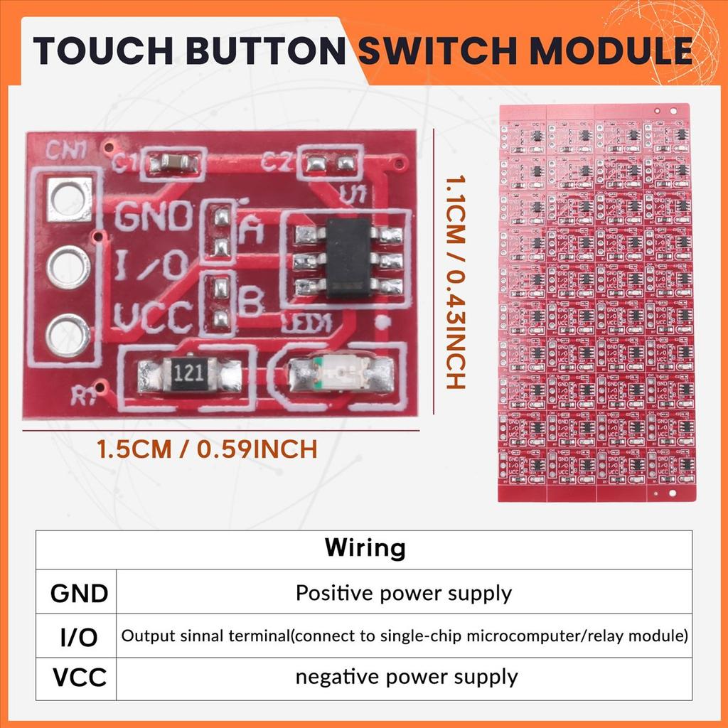 BHBL 100Pcs TTP223 Touch Key Switch Module Touching Button Capacitor Type Single Channel Self Locking Touch Switch Sensor