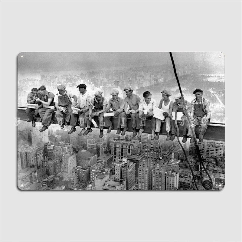 Lunch Atop A Skyscraper Poster Metal Plaque Wall Decor Club Bar Classic Club Home Tin Sign Poster