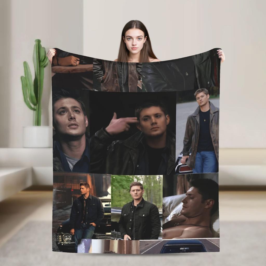 Warm Soft Blanket Camping Sam Winchester Supernatural Throw Blanket Flannel Bedspread For Couch Chair Sofa Bed Sofa Bed Cover