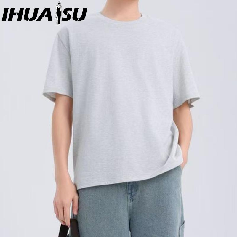 IHUASU Kurzarm-T-Shirt aus Baumwolle für Herren, modisch, lockeres Halbarmhemd, bedrucktes mitfühlendes Hemd