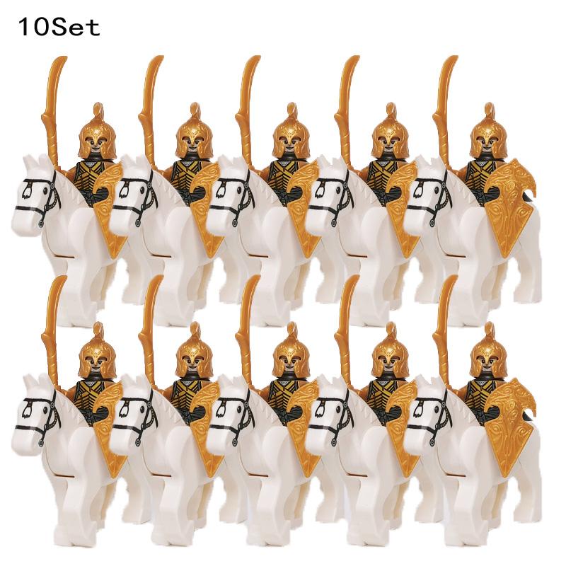 10 Sets Gondor Knight LOTR 9471 Fountain Guard & Castle Roman Solider Black Falcon With Horse Figure Building Block Kids TOYS