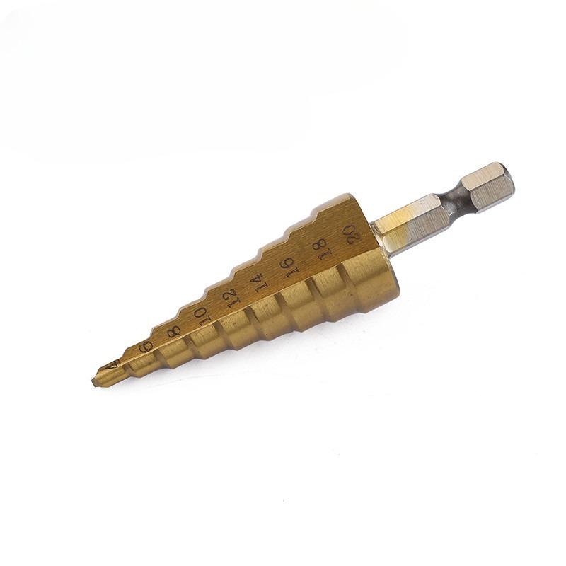 3Pcs/set Hexagonal shank straight groove step drill, titanium-plated pagoda drill, reaming step drill 4-12 4-20 4-32 cloth bag