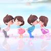 4pcs/2pairs Mini Cute Lovers Couple Figurines Miniature Craft Sweety Kiss Ornament Fairy Garden Decor Home Wedding Decoration