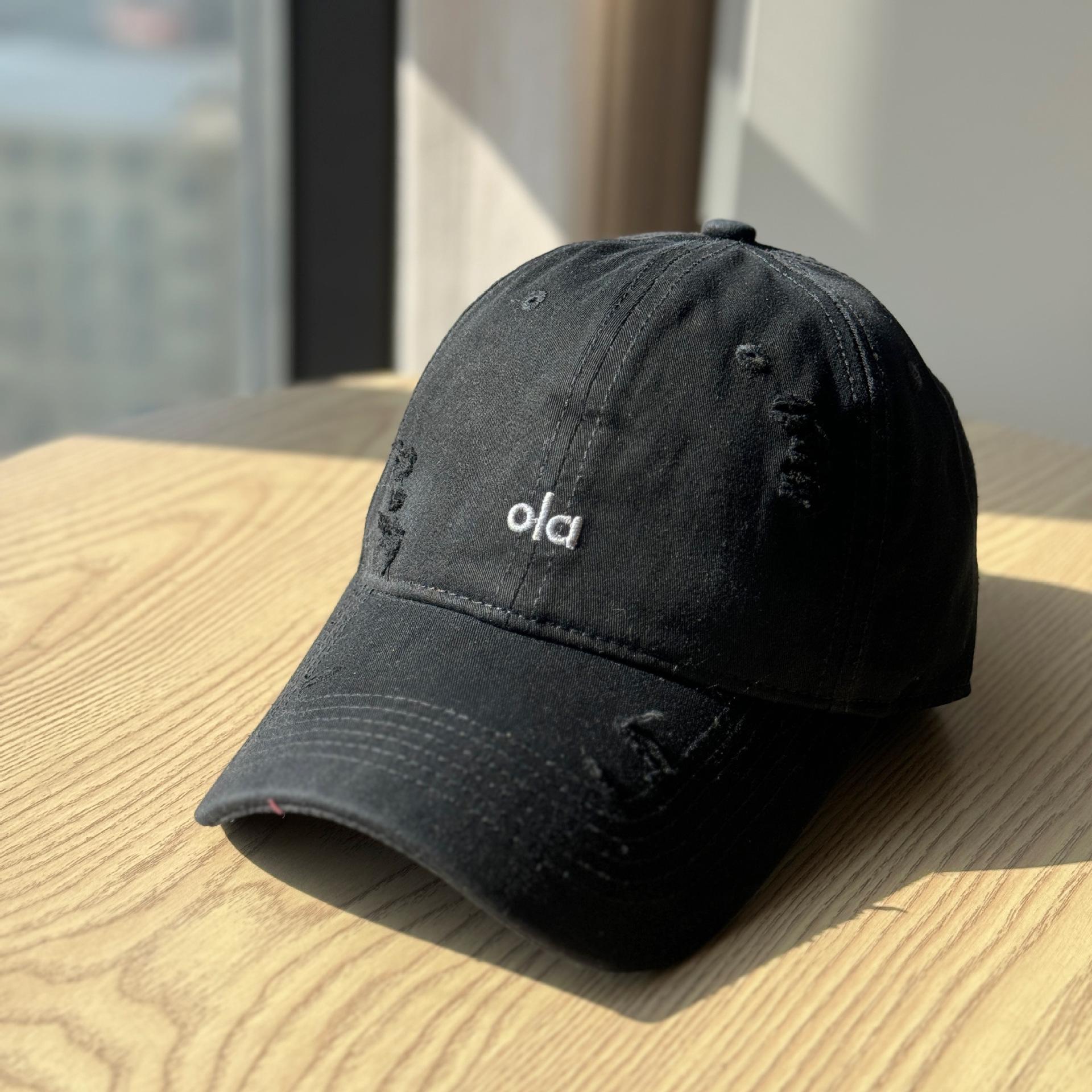 

New American-style distressed washed soft-brim baseball cap for women, spring/summer, vintage letter print, sun protection, trendy Adult54-60Adjustable чёрный