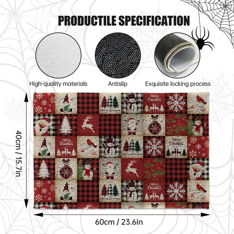 Vintage-Style Christmas Tartan Rug, Durable And Easy-Clean Doormat, Indoor/Outdoor Entrance Mat For Home Decor