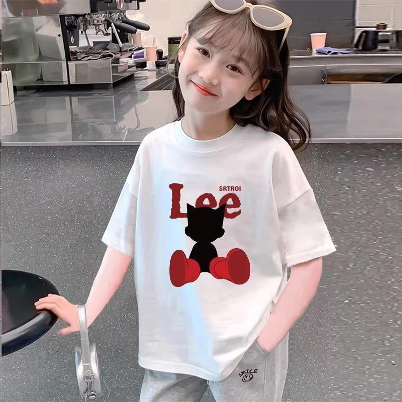 Summer cartoon labubut shirt, a short-sleeved T-shirt for girls
