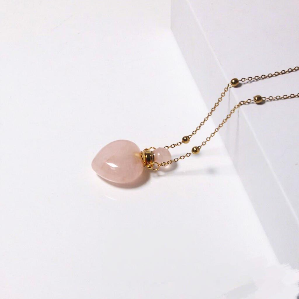 Natural Crystal Heart Pendant Necklace Trendy Link Design Necklaces