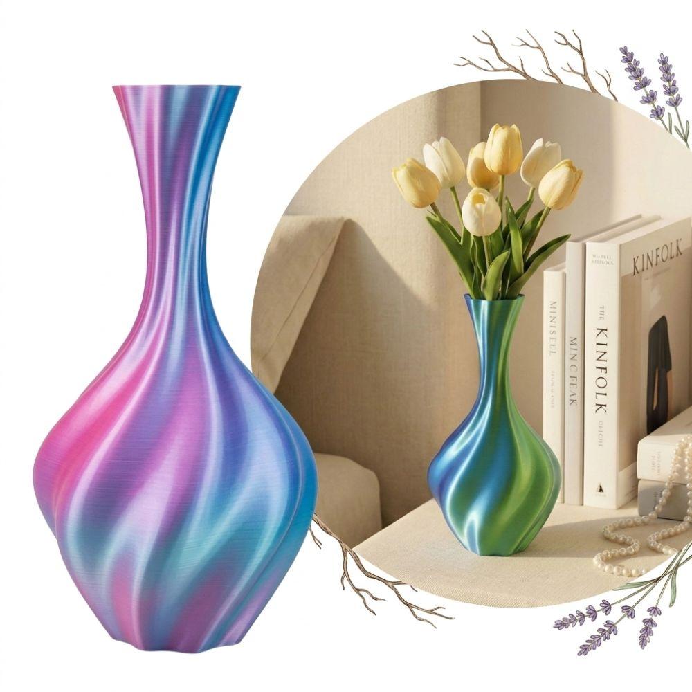 Twisted Design 3D Printed Flower Vases Gradient Color Plant Pot Office Tabletop Ornaments