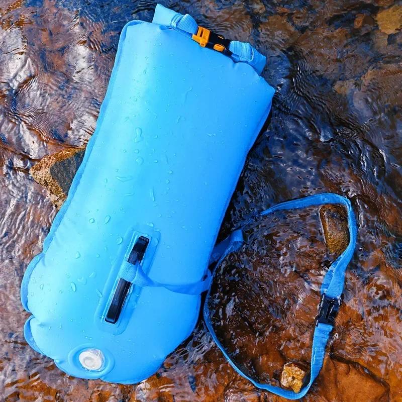 Swim Bucket Dry Bag Inflatable Open Swim Buoy Towable Dry Bag with Boating Rafting Swimming Bucket Water Sports Safety Bag