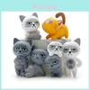 Modish 6pcs Set Kawaii Zakka Delightful Unhappy Cat Doll Decorative Mini Cartoon Figures