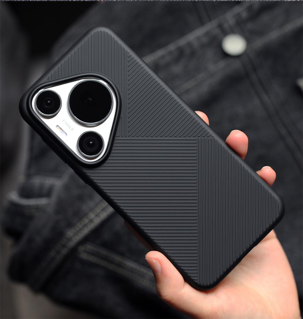 

Huawei Pura 80 70 Pro Нескользящий Защищающий от отпечатков пальцев Ударопрочный Бампер Ультра Роскошный Геометрическая Полоса ПК Матовый Прозрачный Чехол Huawei Pura 70 Pro чёрный