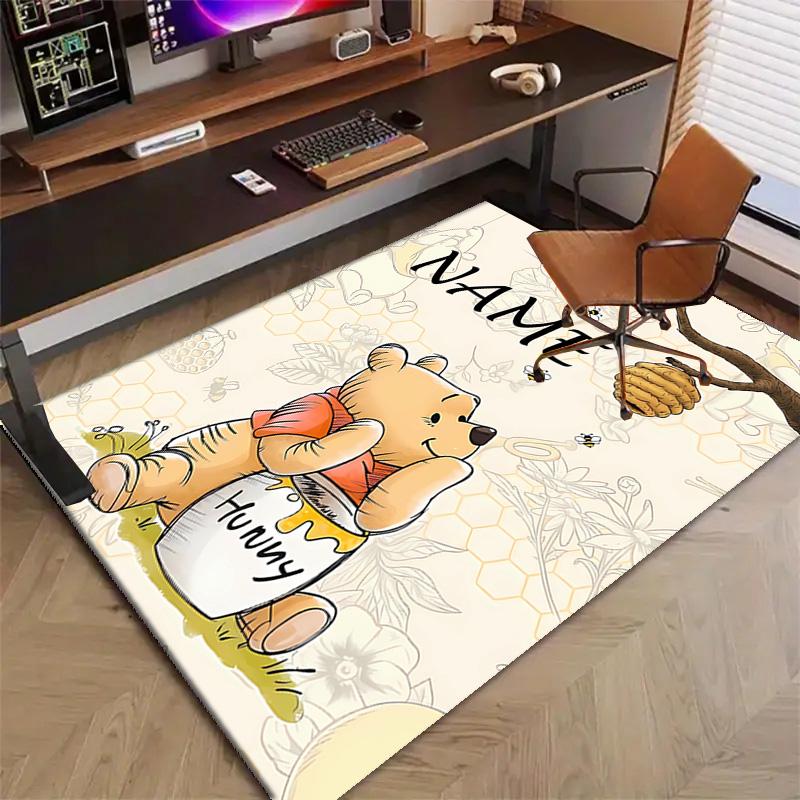 Custom Winnie Mat Personalized Name, Polyester Washable Indoor Entryway Rug, Gift for Christmas, Easter, Thanksgiving Day