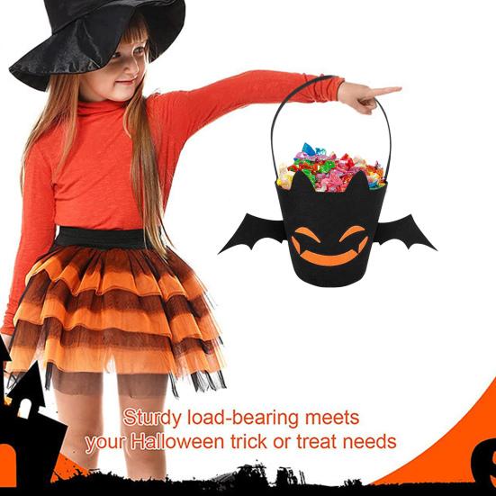 

Halloween Candy Bag Bat Pattern Reusable Tote Bag Portable Trick or Treat Candy