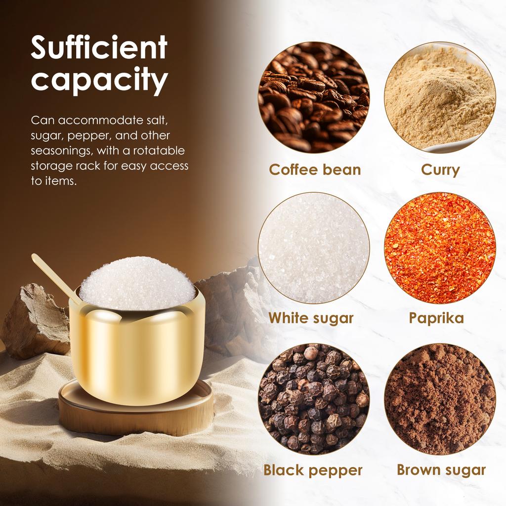 Stainless Steel Sugar Bowl Set with Lid Spoon Holder for Serving Sugar Pepper Salt Spice Small Condiment Container Kitchen Tools