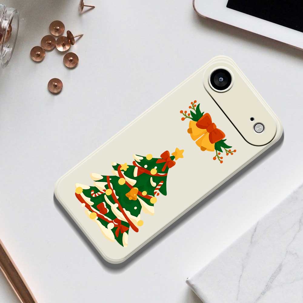 For iPhone Air Case Christmas Tree Bow Pattern Printing Straight Edge TPU Phone Back Cover