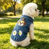 Dog Clothes for Small Medium Dogs Summer Denim Shirt with Leash Ring Soft Breathable Sweatshirt Sleeveless Pet Outfits