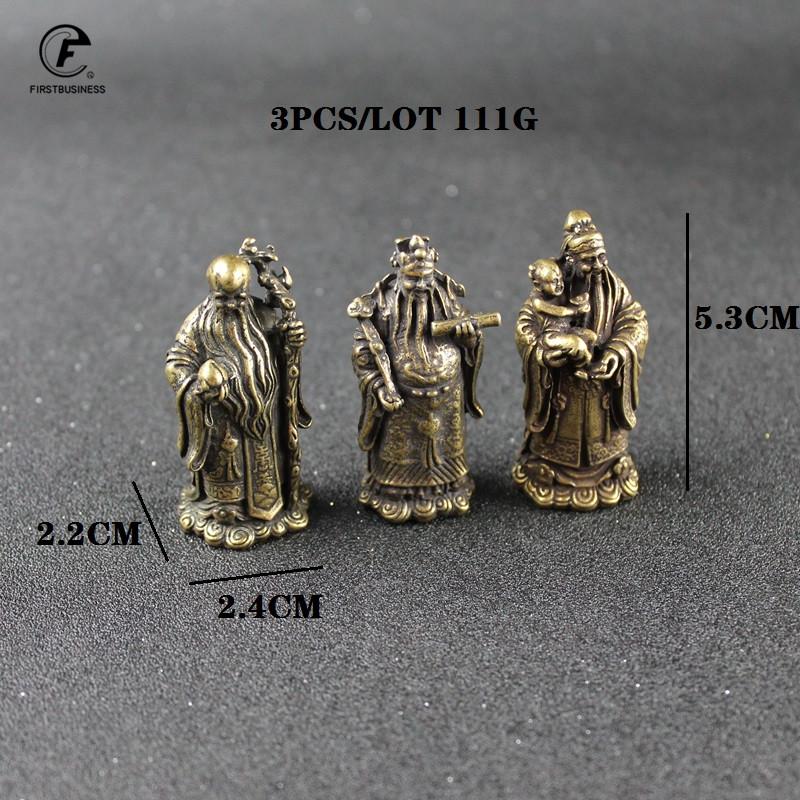 Pure Copper Fulu Shou Three Immortals Home Decorations Hollow out Lucky Star Longevity Star Antique Miscellaneous Handheld Coppe