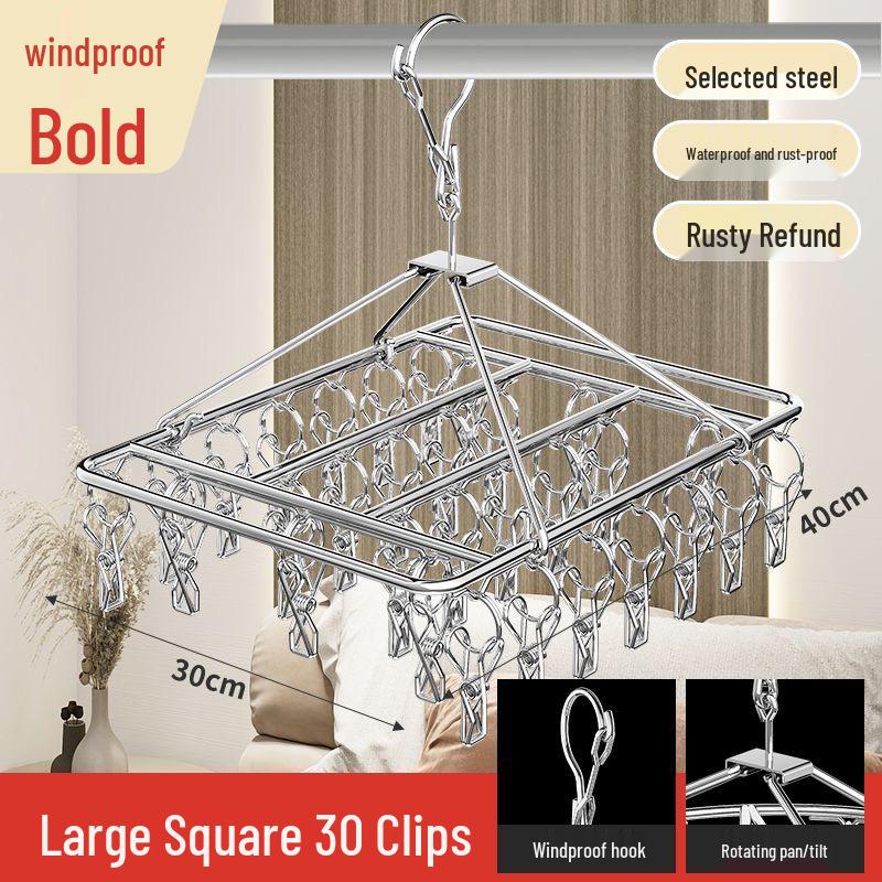 Wielofunkcyjny wieszak ze stali nierdzewnej do suszenia skarpet z klipsami - Idealny do użytku dla niemowląt, dzieci, w akademikach i na straganach ulicznych