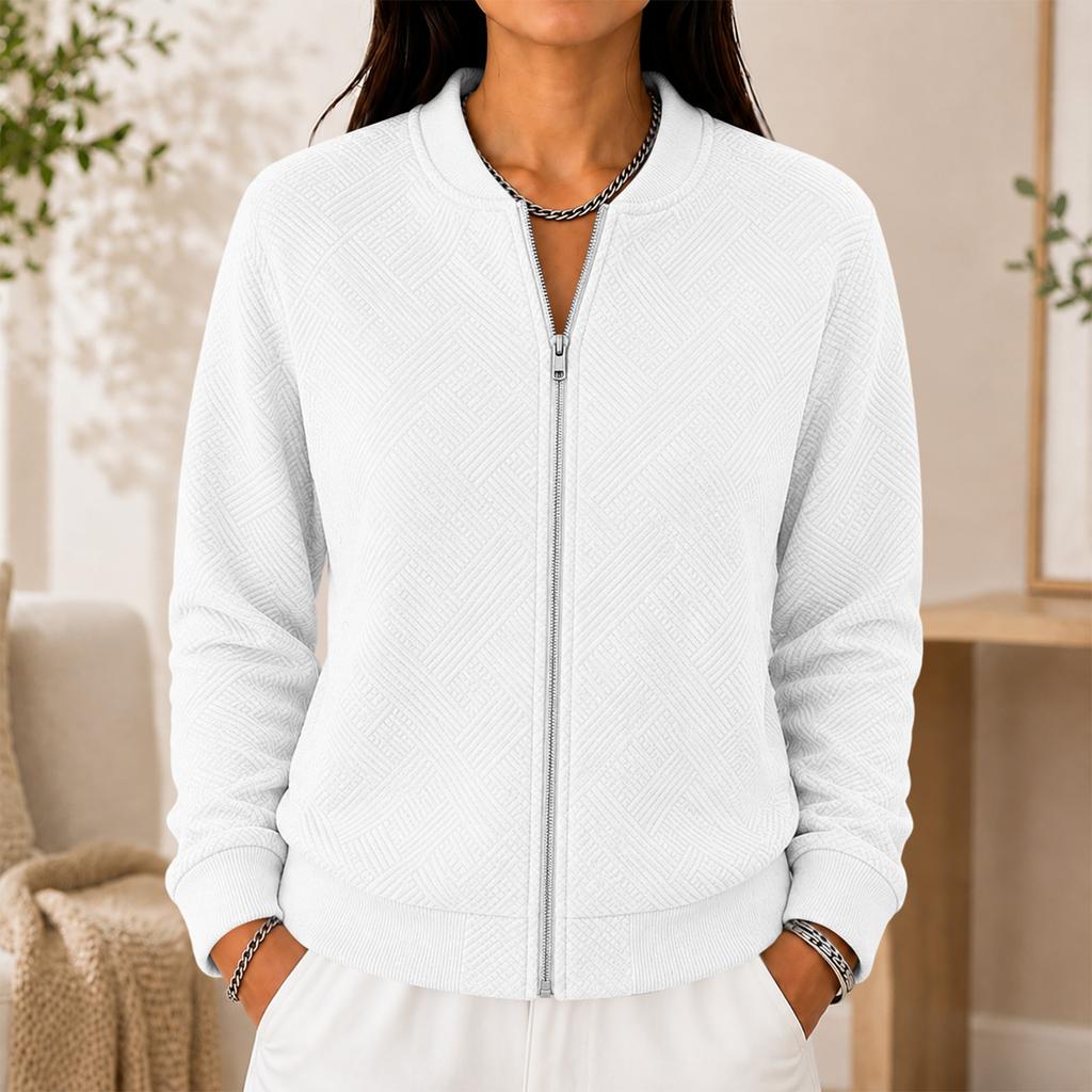 Cardigan lavorato a maglia da donna con zip frontale, manica lunga, colore, giacca casual