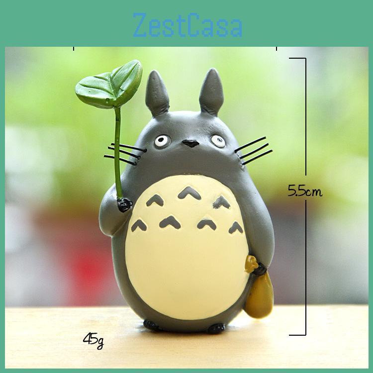 Soused Pryskyřice Můj Totoro Figurka Drží Lotosový List Design Na Stůl Dárek