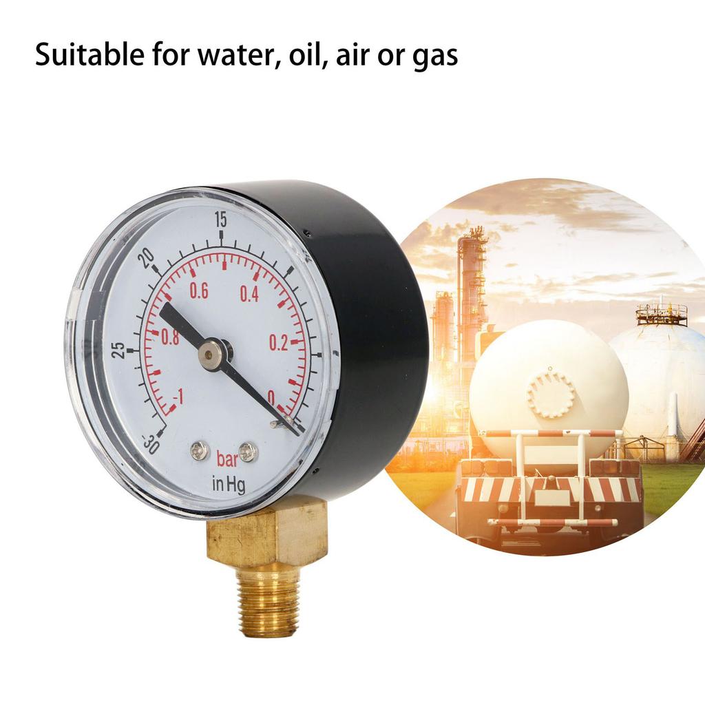Pressure Gauge 18in BSPT Brass Interface Good Airtightness Vacuum Pressure Gauge for Water Oil