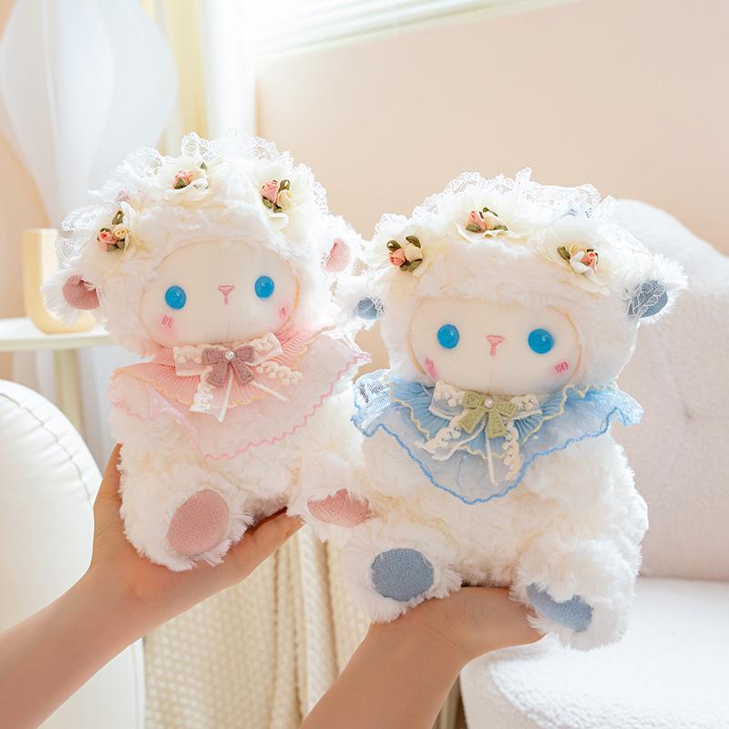 Lolita Angel Lamb Plush Toy Cute Little Sheep Girl Sofa Back Cushion Soft Pillow Comfort Companion Doll For Room Decor Gift