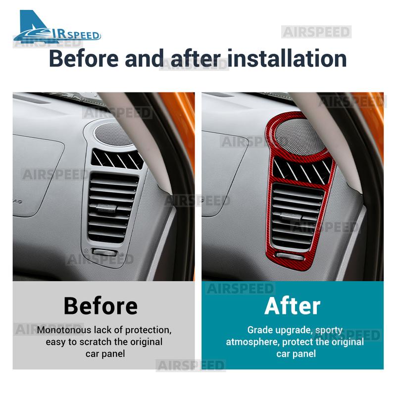 For Kia Soul 1 AM 2010 2011 2012 2013 Real Soft Carbon Fiber Sticker LHD RHD Car Air Outlet Frame Side of Center Console Trim