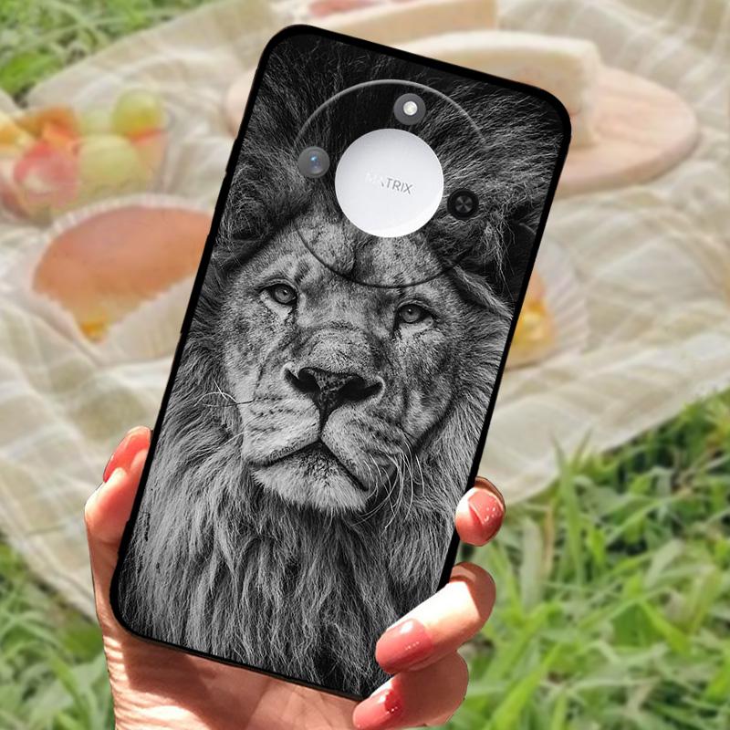 For Huawei Honor X60 Case Flowers Painted Cover Black Silicone Soft TPU Phone Case For Honor X60 Protective Shell Bumper