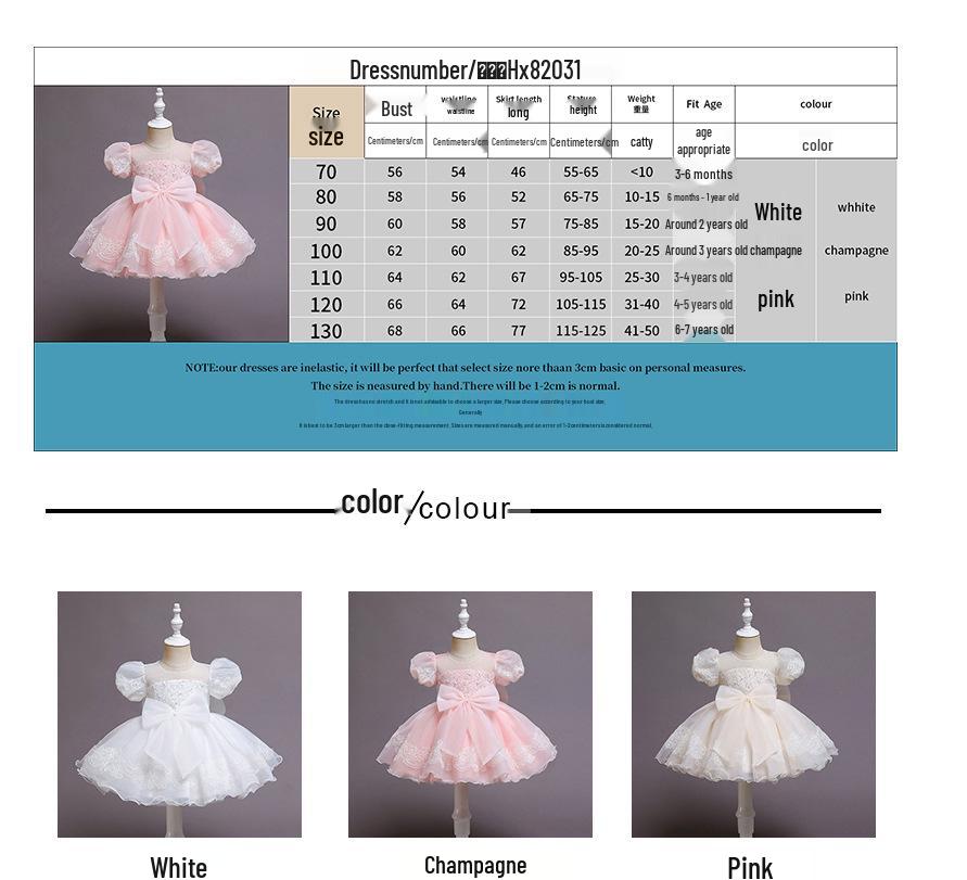 Popular Baby Girls' First Birthday & Wedding Flower Princess Dress for Piano Performance