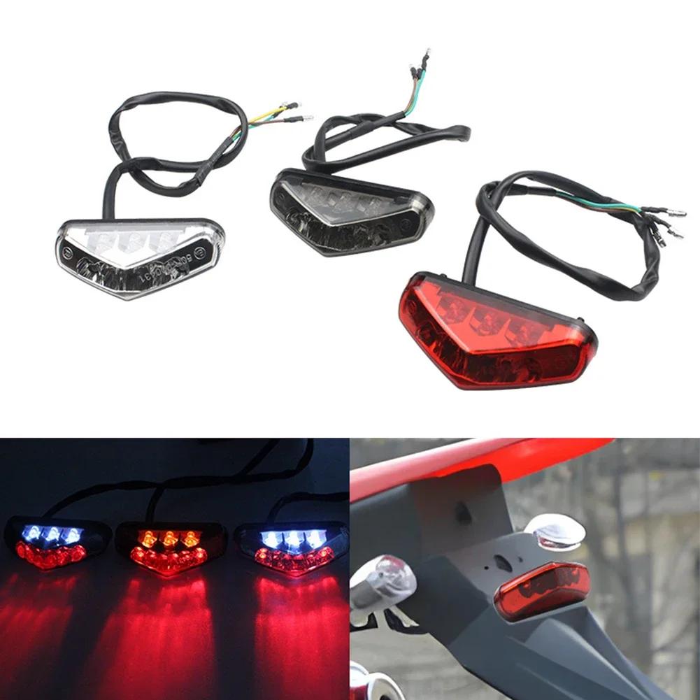 Mini Motosiklet LED Arka Plaka Işığı 12V Arka Fren Lambası Pit Dirt Bike ATV Chopper Scooter Cruiser İçin Plaka Arka Lambası