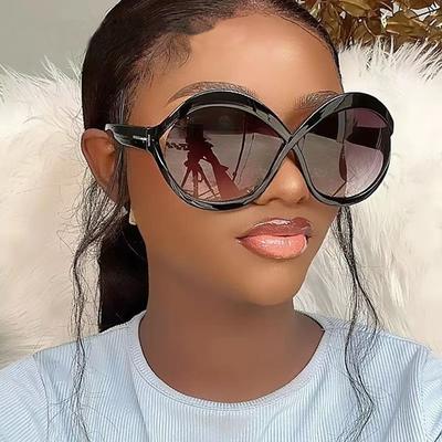 Female Hollow Frame Black Gradient Sun Glasses Cat Eye Sunglasses Shades Women Sunglasses