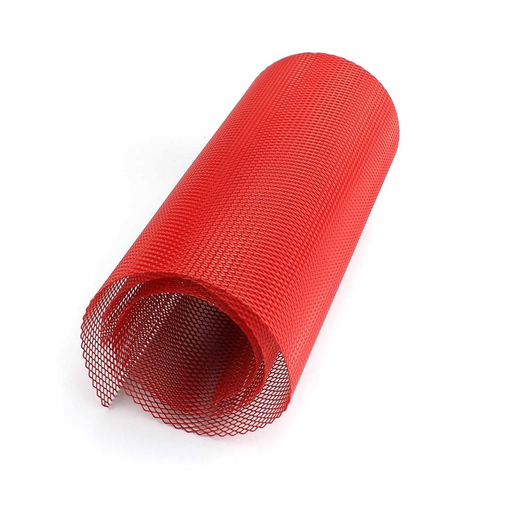 100x33cm Aluminium Rennwagen Stoßfänger Kühlergrill Gitter Maschennetz Lüftung Rot Tuning Universal Schutz Wohnwagen Wohnmobil Haus Garten