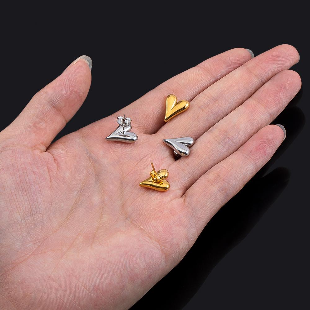 2pcs 4pcs Stainless Steel Love Heart Ear Studs Minimalist Stud Earrings Earplug for Women Girl DIY Accessories Jewelry Making