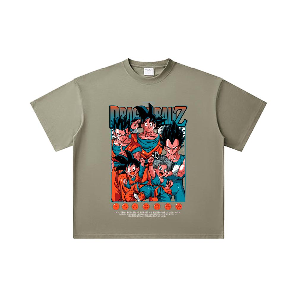 260 GSM Double Yarn 32 Count 100% Cotton Dragon Ball V37 Print Unisex Heavy Cotton T Shirt