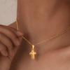Cross Necklaces Pendant VIntage Christian Jesus for Women Stainless Steel Gold Color Necklace Religion Jewelry Prayer Baptism