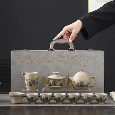 Conjunto de chá Kung Fu, um conjunto completo de cerâmica grosseira, bule de ovo de dragão de cerâmica chinesa de alta qualidade, presentes para eventos de negócios