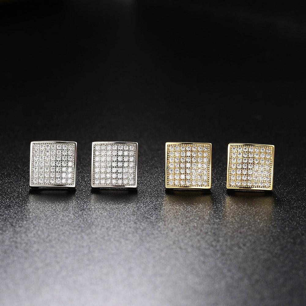 Stud Earrings with Zircon for Men Gold Color Punk Hip Hop Piercing Cartilage Earring Retro Trend  Fashion Women's Jewelry OHE047