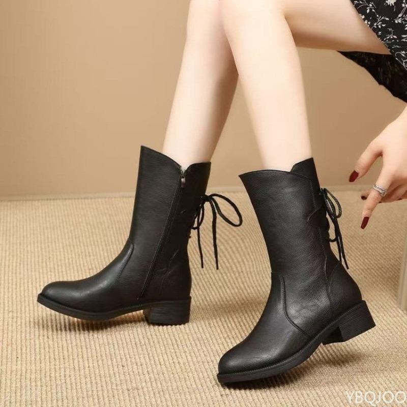 New Long tube Boots for Women in Spring Autumn Mid tube Simple Comfortable Versatile Daily Casual Women's Shoes for Autumn