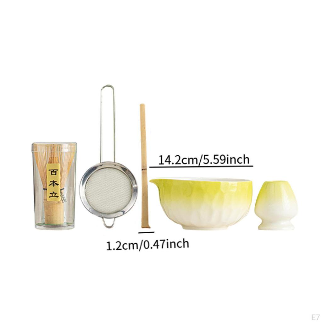5-teiliges Matcha-Set, Porzellan, handgefertigt, chinesische traditionelle Utensilien für Teeliebhaber Schale