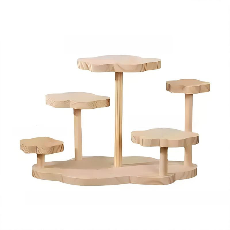 Dekorativní ozdoba na vystavení z masivního dřeva, úložný regál v japonském stylu, víceúrovňový