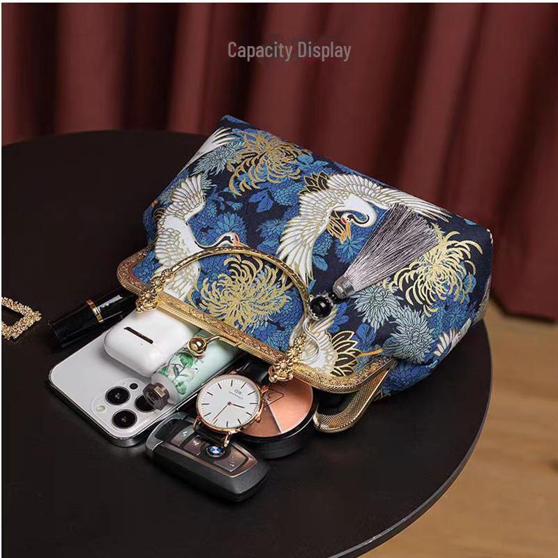 Elegant Chinese Ethnic Hanfu Cheongsam Retro Handbag - Gold Shoulder Crossbody Bag