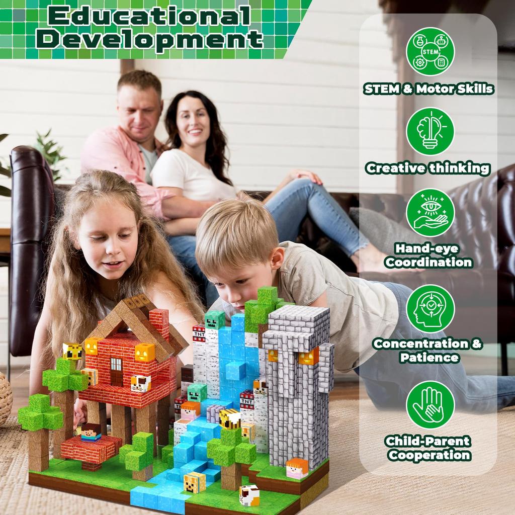 Kids Magnetic Blocks Scenery Architecture Building Model DIY Assembly Bricks Creative STEM Learning Toys Gift