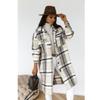 Autumn and Winter New Women's Clothing Long-sleeved Plaid Printing Medium and Long Woolen Jacket Women's Trend