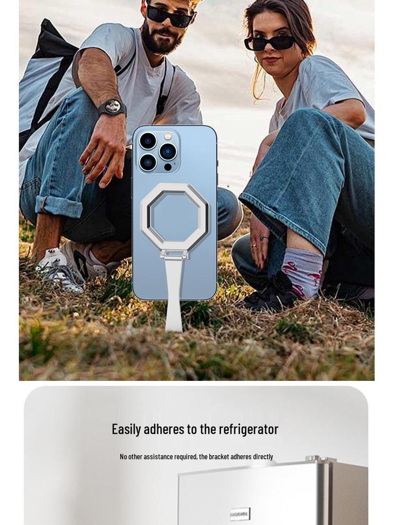 Dual-Sided Magnetic Phone Holder - Alloy Foldable Stand for Desktop & Car